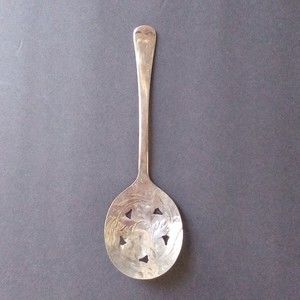 Greenfield England Silver Hammered Serving Spoon Dining slotted